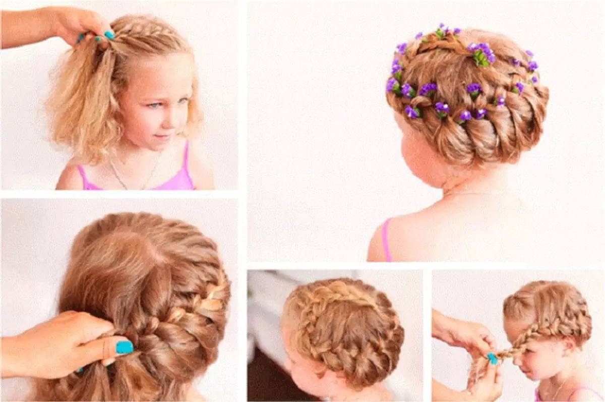 مختصر بال سے اسکول کے لئے Hairstyles: ایک کارا کے ساتھ لڑکیوں کے لئے روشنی اور خوبصورت hairstyles اسکول. 5 منٹ میں لڑکیوں کے لئے ایک سادہ اسکول کے بالوں کو کیسے بنائیں؟ 16840_32
