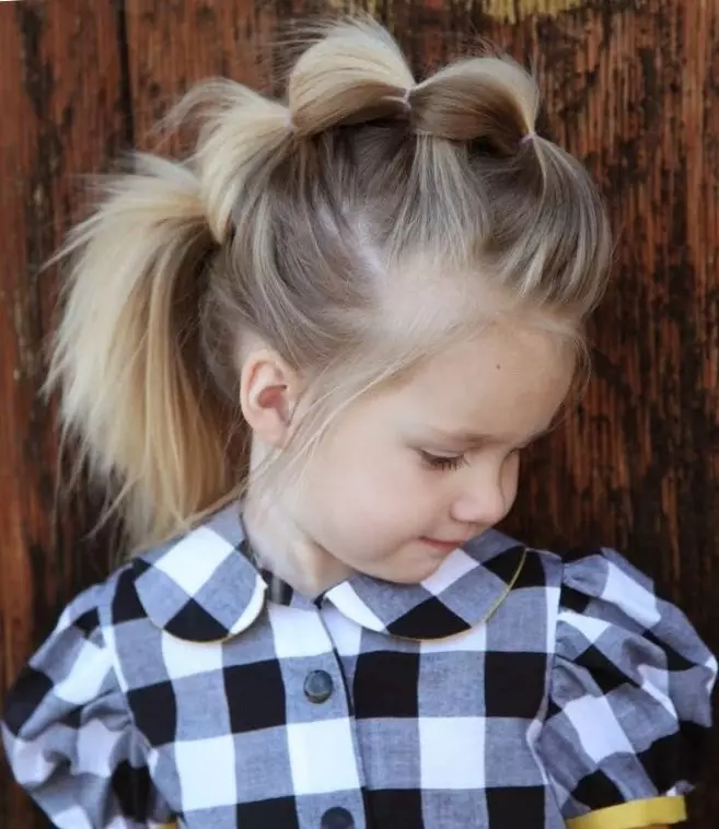 Coiffures pour filles à la maternelle pour chaque jour (92 photos): options simples et rapides pour la conception de coiffures quotidiennes à la maternelle. Comment marcher à pas pour faire de beaux coiffures d'enfants? 16841_19