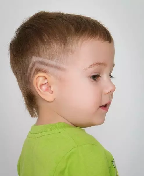 Haarschnitte für einen Jungen mit einem Muster (40 Fotos): Kinderfrisuren mit Mustern, trendigen Zeichnungen auf Tempeln 16944_25