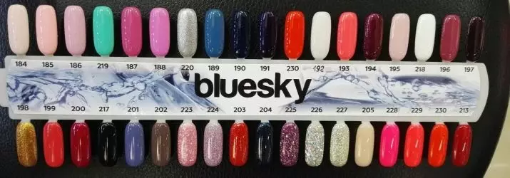 Bluesky gel laka (106 fotoattēli): krāsu sastāvs un palete, seguma glabāšanas laiks, kapteiņu atsauksmes 17008_27