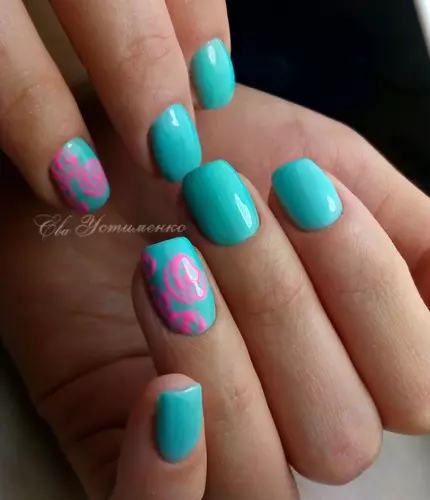 Pink-turquoise manicure (52 foto): unghie design in turchese combinato con vernice rosa 17174_40