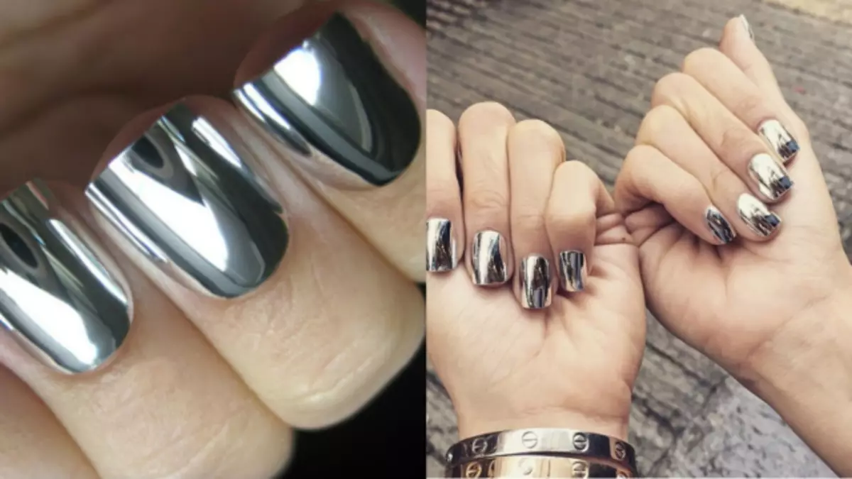 Manicura de plata (66 fotos): disseny d'ungles amb vernís sota plata amb color lila, fer una manicura blanca i de plata amb brillants 17192_30