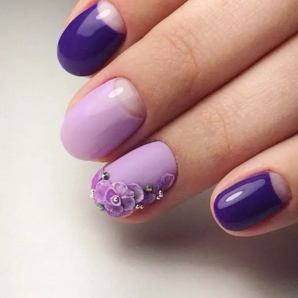 Laventel manicure (48 foto's): spyker ontwerp met vernis in laventel kleure, kleur funksies 17207_18