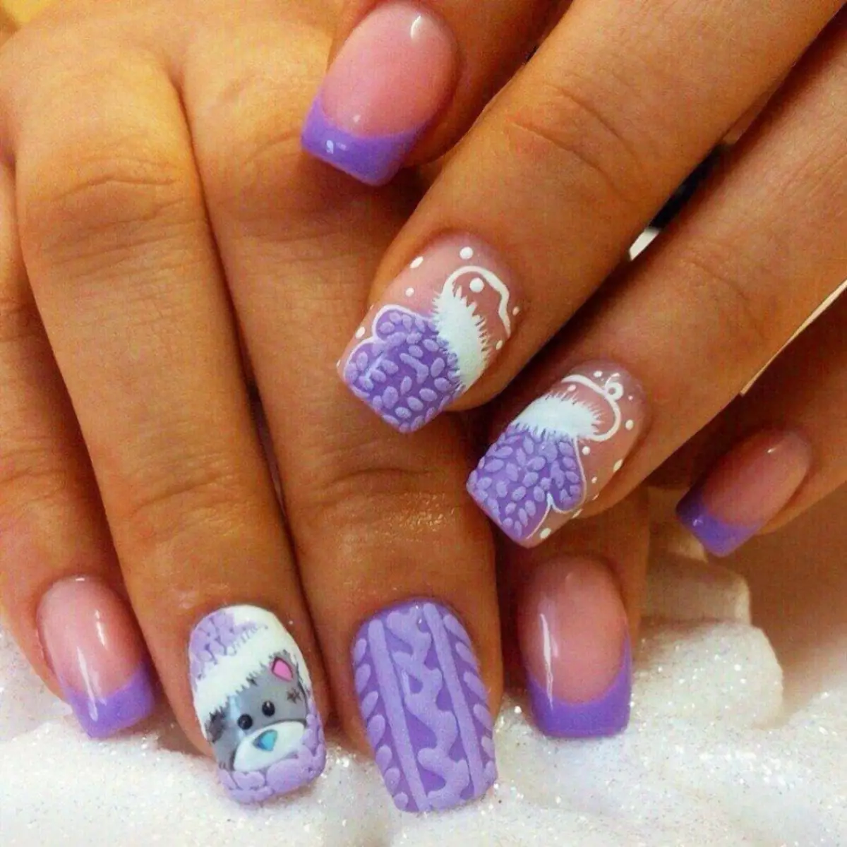 Lavender Manikúra (48 fotografií): Nail Design s lakom v levanduľových farbách, farebné funkcie 17207_31