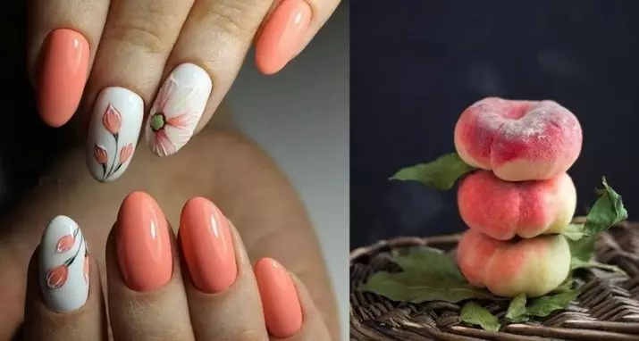 Peach Manicure (86 fotografií): Bright Peach-farebný dizajn nechtov, jemný práškový manikúra Matte lak 17211_2