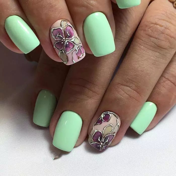 Mint-Umutuku Manicure (Amafoto 40): Mint Ibara ryimisumari 17215_17