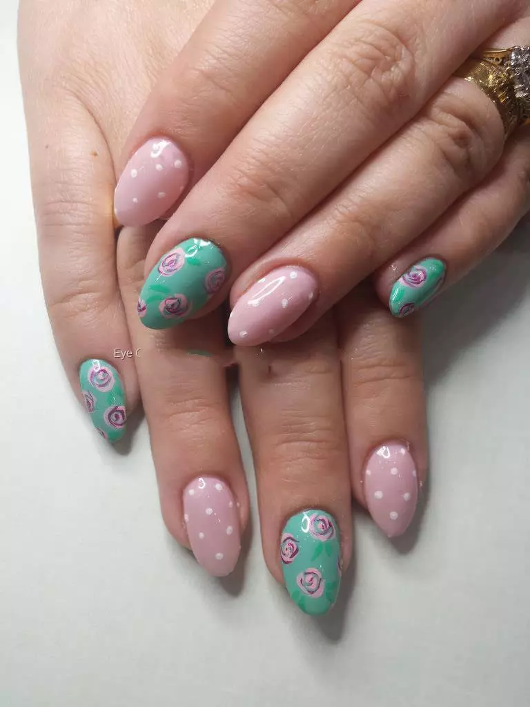 Mint-Umutuku Manicure (Amafoto 40): Mint Ibara ryimisumari 17215_5