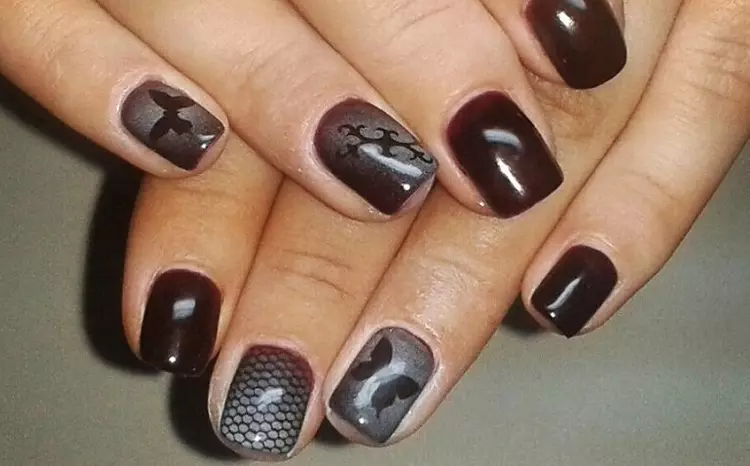 Manicure yakasviba (86 photos): dhizaini yezvipikiri kwenguva refu pamaoko eVarnish mune yakasviba mavara 17222_29