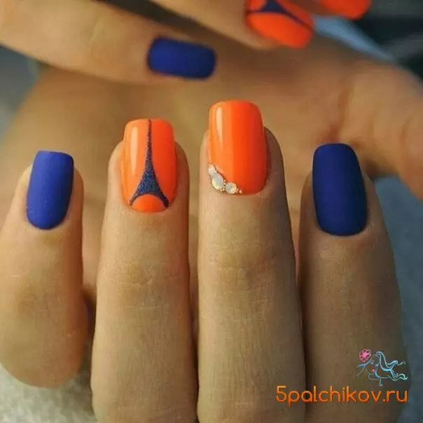Дизайн на портокалови нокти (57 снимки): Маникюр с кристали и пайети в теракота, моркови и червени тонове 17227_15