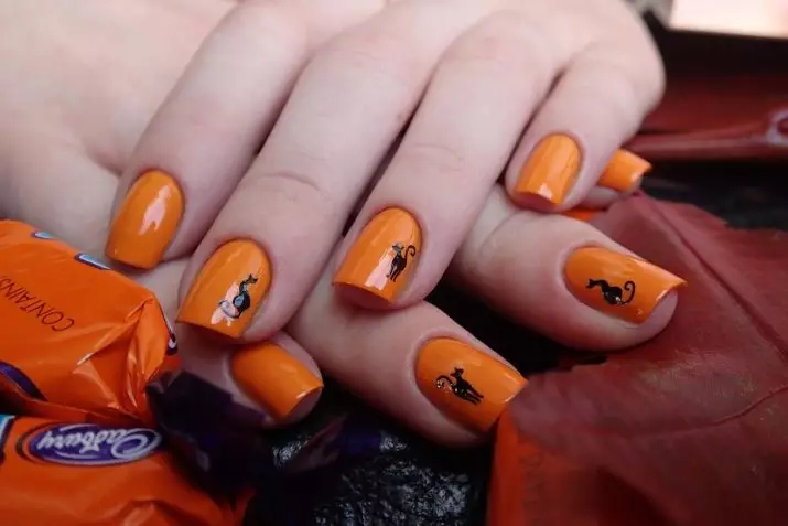 Musta ja oranssi manikyyri (28 kuvaa): Nail Design Ideat 17232_22