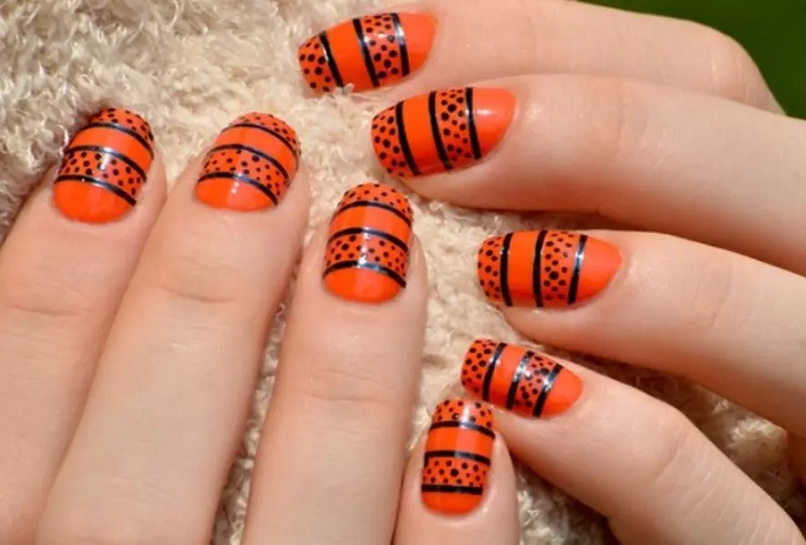 Black and Orange Manicure (28 fotoj): Najlo-Dezajno-Ideoj 17232_7