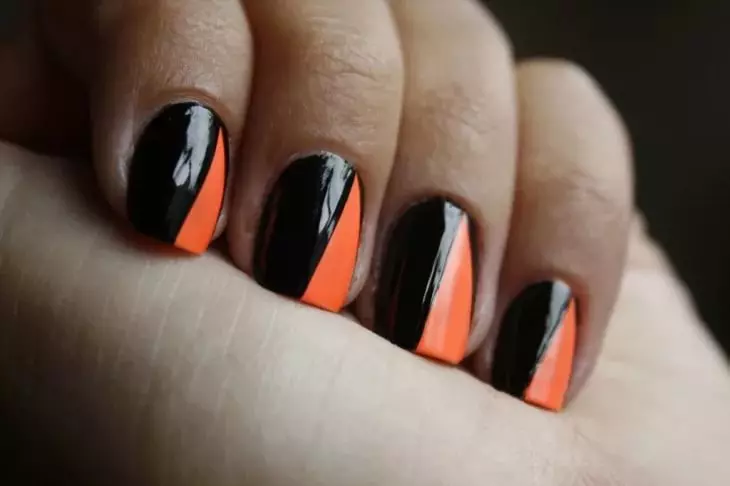 Black and Orange Manicure (28 fotoj): Najlo-Dezajno-Ideoj 17232_9
