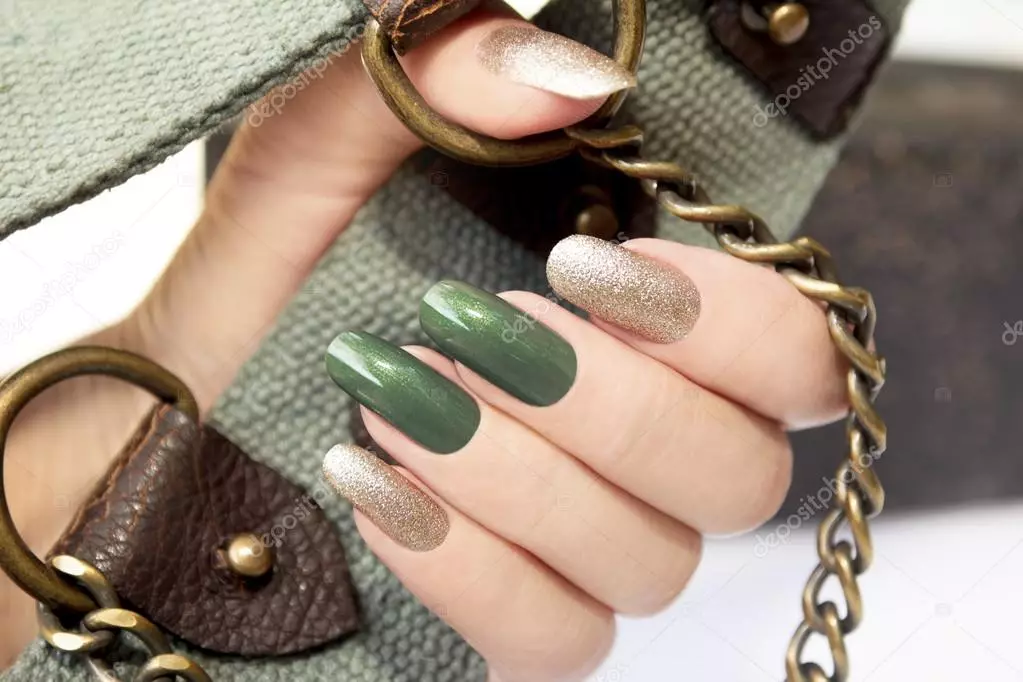 Olive Manicure (32 myndir): Nagli Hönnun Hugmyndir ólífuolía 17233_11