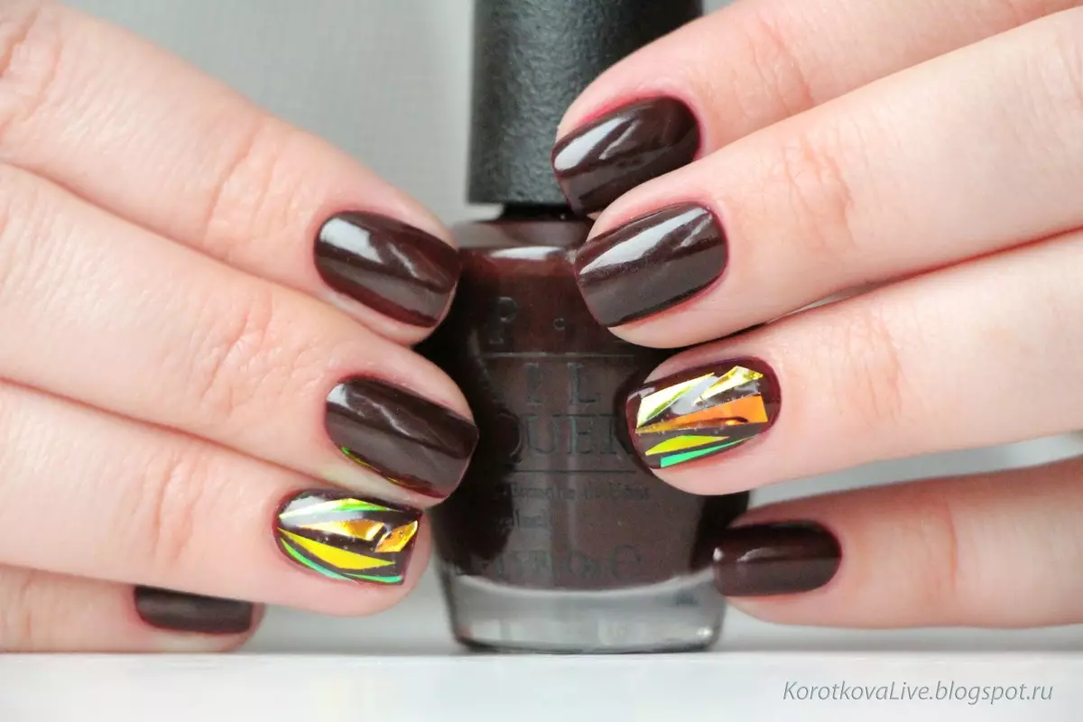 Chokolade Manicure (54 billeder): Nail Design med chokoladefarve med tegninger 17239_42