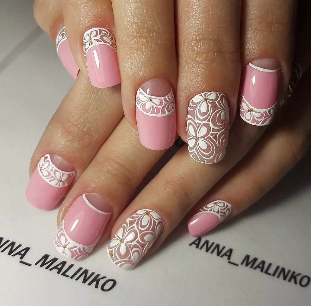 White-pink manicure (61 photos): nail design with gradient and rhinestones, ideas of creating Ombre and Franch 17243_50