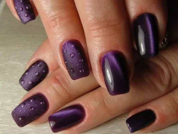 紫色修指甲（109張照片）：釘子裝飾清漆黑暗和白色紫色，美麗的修指甲ombre 17245_12