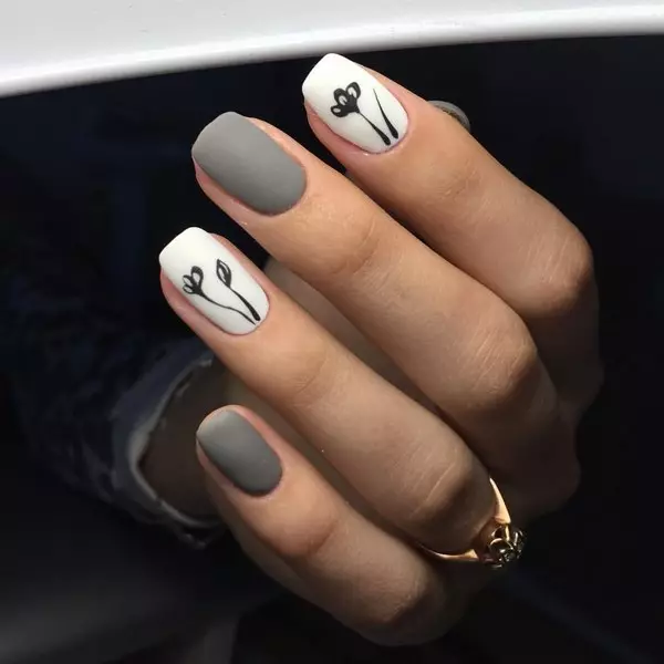 Manîzûnek Grey (76 Wêneyên): Nail Design with Lacquer Black and Grey 17253_6