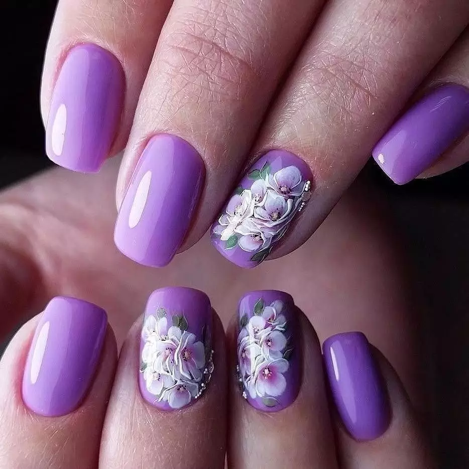 Senic-Lilac Manicure (linepe tse 45): Nail e qaqisa ka mabone a bobebe le violet shades 17254_28