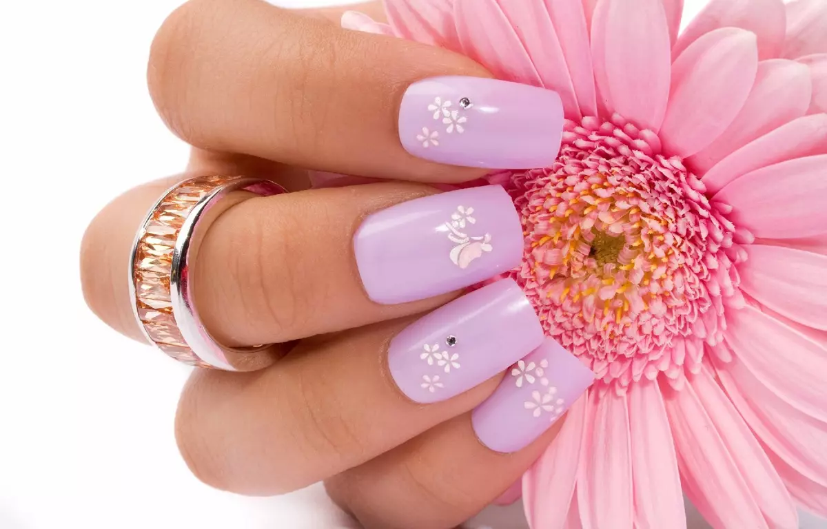 Skey-lilac manicure (45 फोटो): लाइट लिलाक आणि वायलेट शेड मध्ये नेल डिझाइन 17254_4