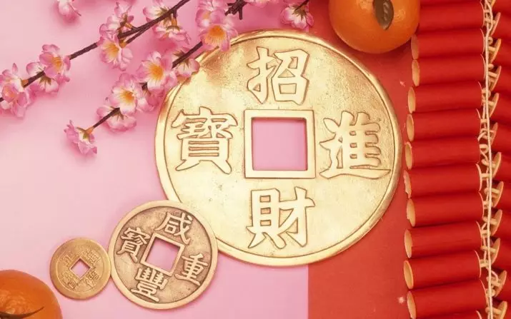 Κινέζικα νομίσματα: Για να προσελκύσετε χρήματα, μια τιμή των 6 νομισμάτων σε ένα κόκκινο νήμα fetzui, επιλέξτε talismans για την ευτυχία 17301_2