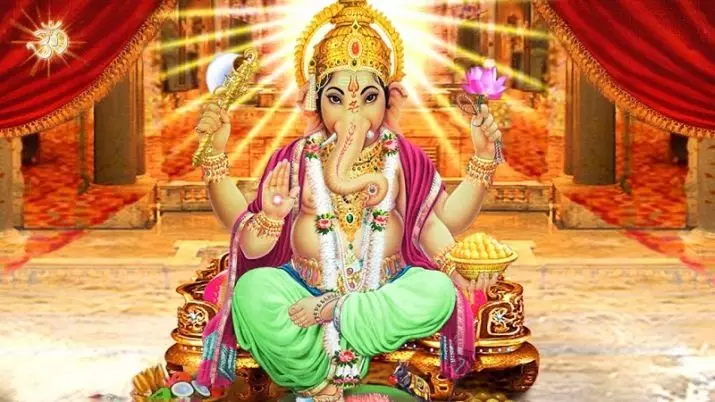 ManTras Ganeshi: om om ឧស្ម័ន Ganapatay Namaha និង Mantras ផ្សេងទៀតដើម្បីលុបបំបាត់ឧបសគ្គ, អត្ថបទ, Sharan និង Mantas សម្រាប់សំណាងល្អនិងជោគជ័យរបស់ Ganapati 17310_3