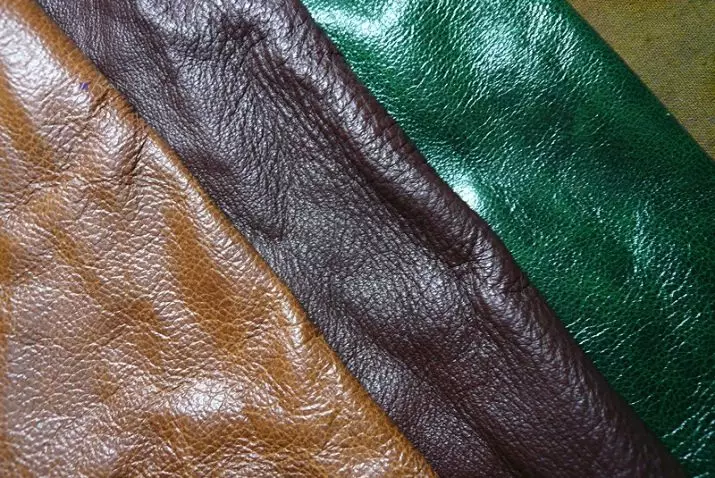 انجکشن کے لئے چمڑے: قدرتی اور چمڑے. مصنوعی اور دیگر جلد کے ٹکڑے ٹکڑے کے ساتھ کام کریں، سیٹ کا انتخاب. پتلی رنگ کے چمڑے اور دیگر اختیارات 17447_2