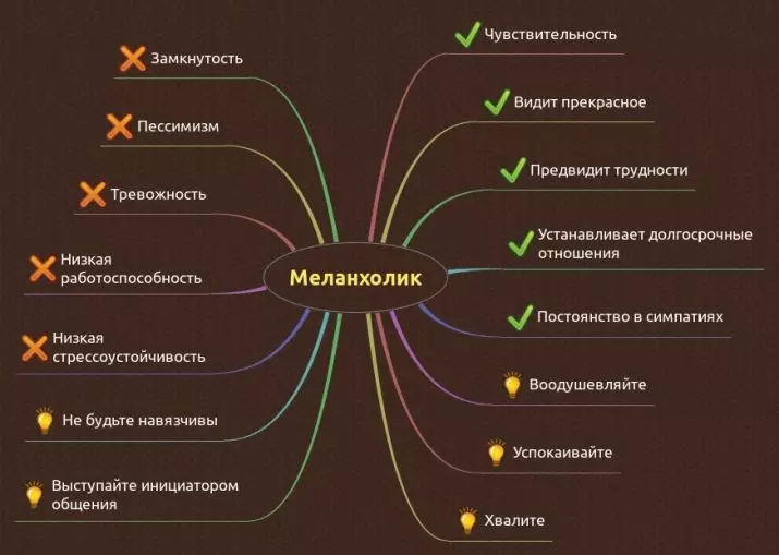 Муайян кардани ҳарорат: Чӣ гуна навъи феълро муайян кардан мумкин аст? Ташхиси Мелчиколол ва густаранда, флегматика ва 17470_17