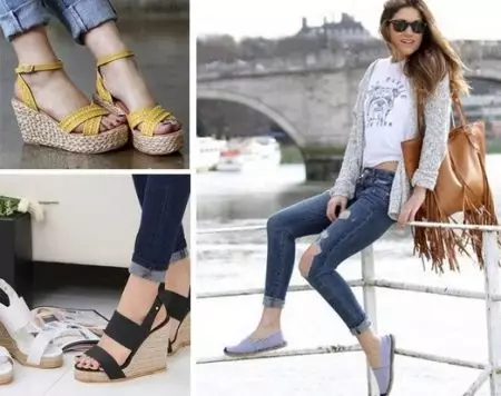 Sandaalit Summer 2021 (112 kuvaa): Muoti trendit naisten sandaalit kiilalla, paksu kantapää ja matala 1782_44