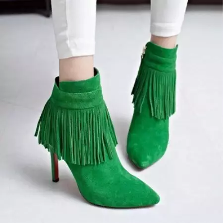 Green Ankle Boots (Hotunan 43): Abin da zai sa Fata da Fata Dark Green Model 1799_15