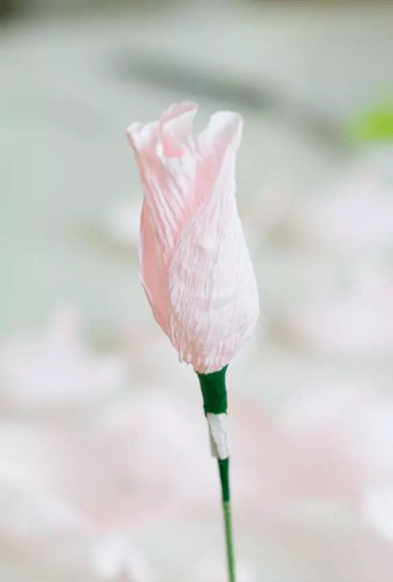 Flors el 8 de març, fes-ho tu mateix: com fer una embarcació de la mare de paper corrugat? Bouquet de paper de colors en un gerro, tulipes i altres opcions 18183_41