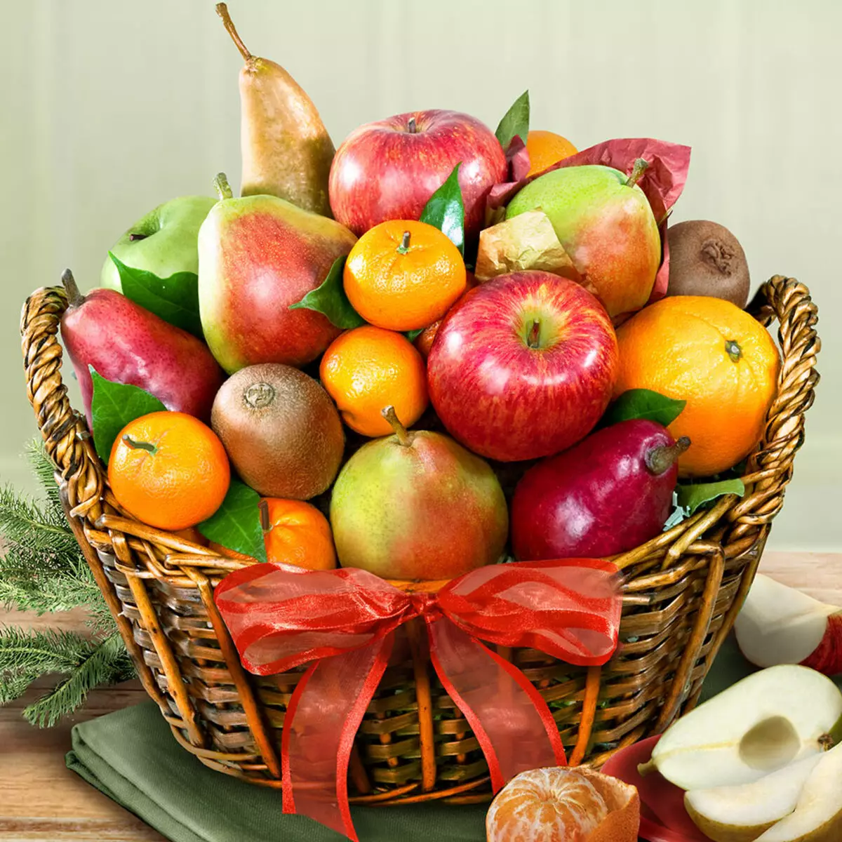 Brudno košarico kot darilo (43 fotografije): Kaj je eksotično sadje bolje, da se v kompletu? Kako lepo je pakirati sadje z lastnimi rokami? 18285_12