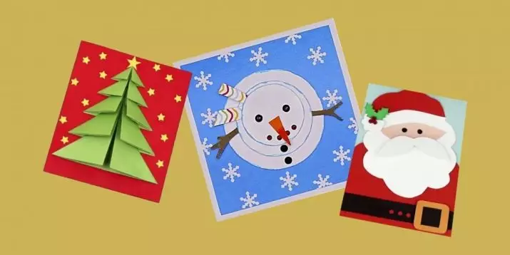 Өз қолымен жаңа жылдық карталар (57 сурет): Жаңа жылға қалай әдемі ашықхаттар жасау керек. Анам, әкем мен әжеге арналған қарапайым және жаппай опциялар 18286_2