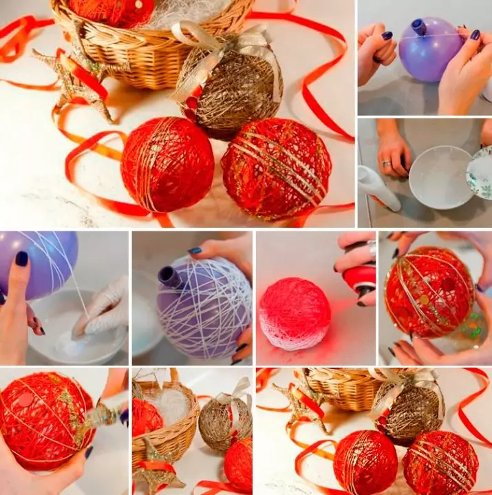 Novoletne igrače to storijo sami (64 fotografij): Kako narediti okraske na božičnem drevesu za novo leto? Kako jih narediti od žarnic in volne doma? Drugi mojstrski razredi 18287_55