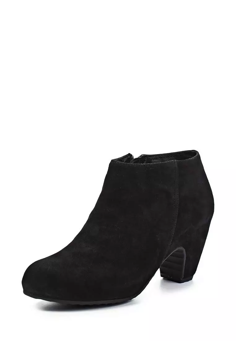 سیاہ ٹخنوں کے جوتے (110 فوٹو): ایک ہیل پر خواتین کے سابر ماڈل، پہننے کے لئے ٹائٹس پہننے کے ساتھ، پطرون کی جلد سے جوتے کو یکجا کرنے کے لئے کپڑے کے ساتھ 1834_66