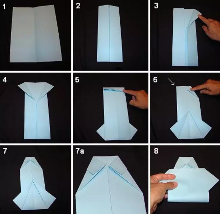 ໃສ່ເສື້ອ postCard ໃນວັນທີ 23 ເດືອນກຸມພາ: ຫັດຖະກໍາຈາກເຈ້ຍດ້ວຍມືຂອງພວກເຂົາເອງ, origami ທີ່ມີສາຍ. ວິທີການຂັ້ນຕອນໂດຍຂັ້ນຕອນທີ່ຈະເຮັດຂອງຂວັນສໍາລັບເດັກນ້ອຍແລະພໍ່ຈາກຜ້າເຊັດໂຕ? 18579_21