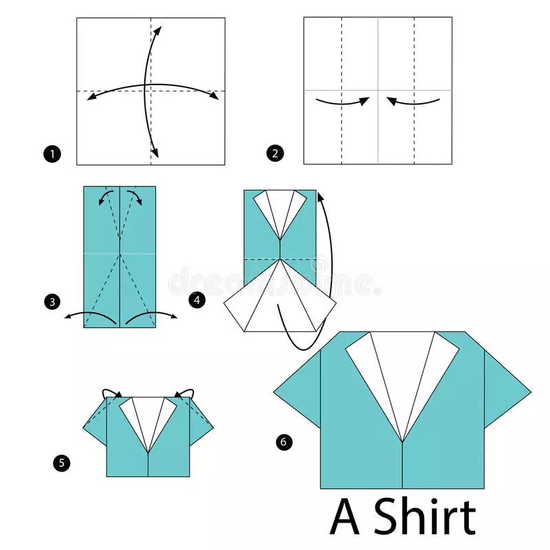 Razglednica-shirt 23. februara: zanata bez papira sa svojim rukama, origami kravatu. Kao korake kako bi poklon za djecu i očeve ručnika? 18579_34