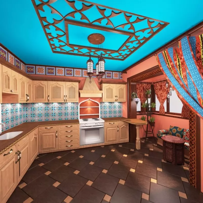 Virtuvės dizainas (179 nuotraukos): gražios virtuvės interjero idėjos bute, paprasti virtuvės dizaino parinktys. Kaip padaryti registraciją įdomu ir stilingu? Madingi dizaino sprendimai 186_111