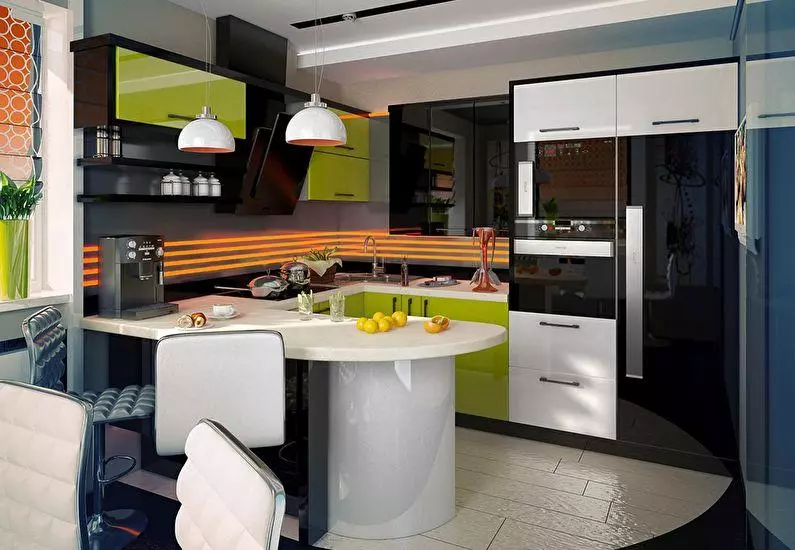 キッチンデザイン（179写真）：アパートメントの美しいキッチンインテリアのアイデア、シンプルなキッチンデザインオプション。登録のおもしろくてスタイリッシュな登録をする方法ファッショナブルなデザインソリューション 186_121