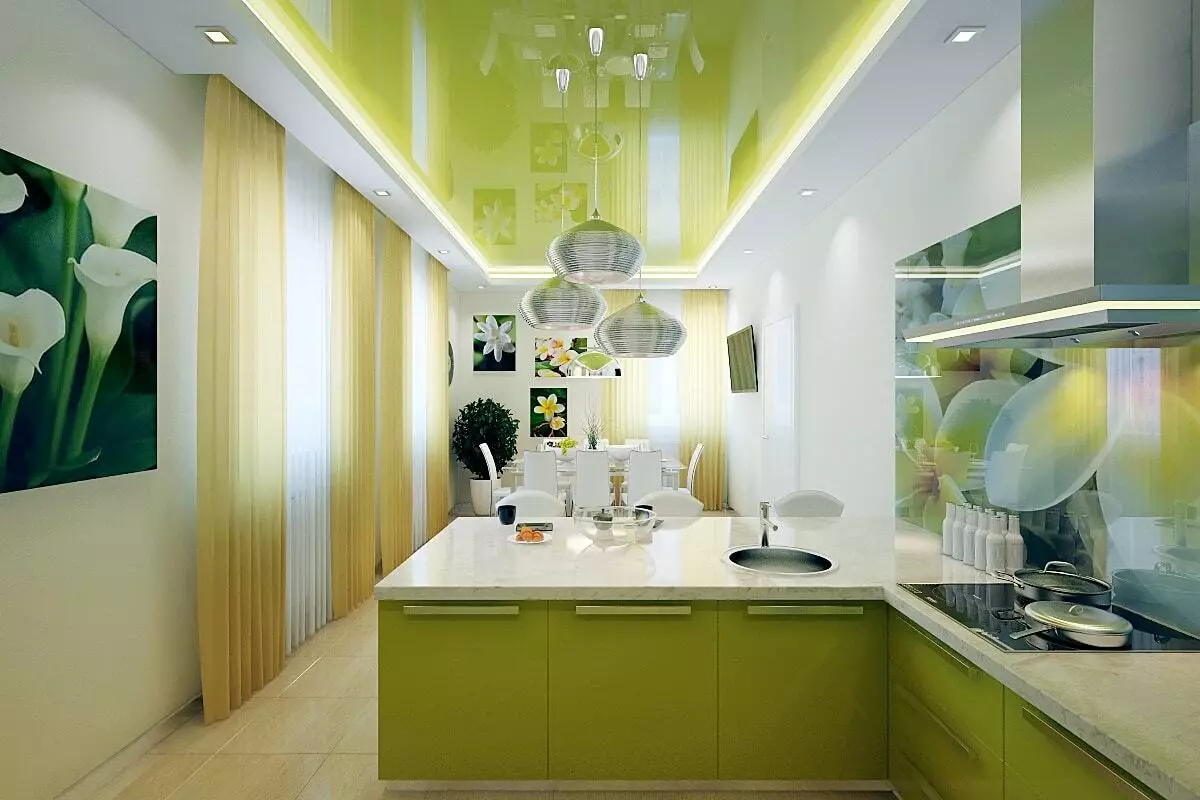 Virtuvės dizainas (179 nuotraukos): gražios virtuvės interjero idėjos bute, paprasti virtuvės dizaino parinktys. Kaip padaryti registraciją įdomu ir stilingu? Madingi dizaino sprendimai 186_28