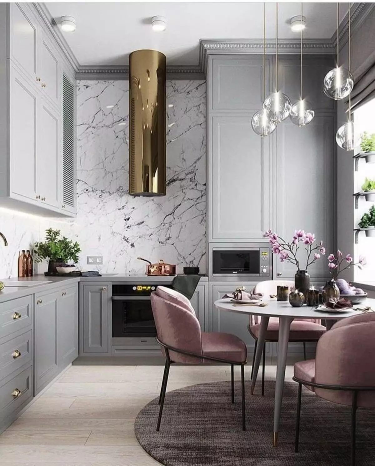 Virtuvės dizainas (179 nuotraukos): gražios virtuvės interjero idėjos bute, paprasti virtuvės dizaino parinktys. Kaip padaryti registraciją įdomu ir stilingu? Madingi dizaino sprendimai 186_55