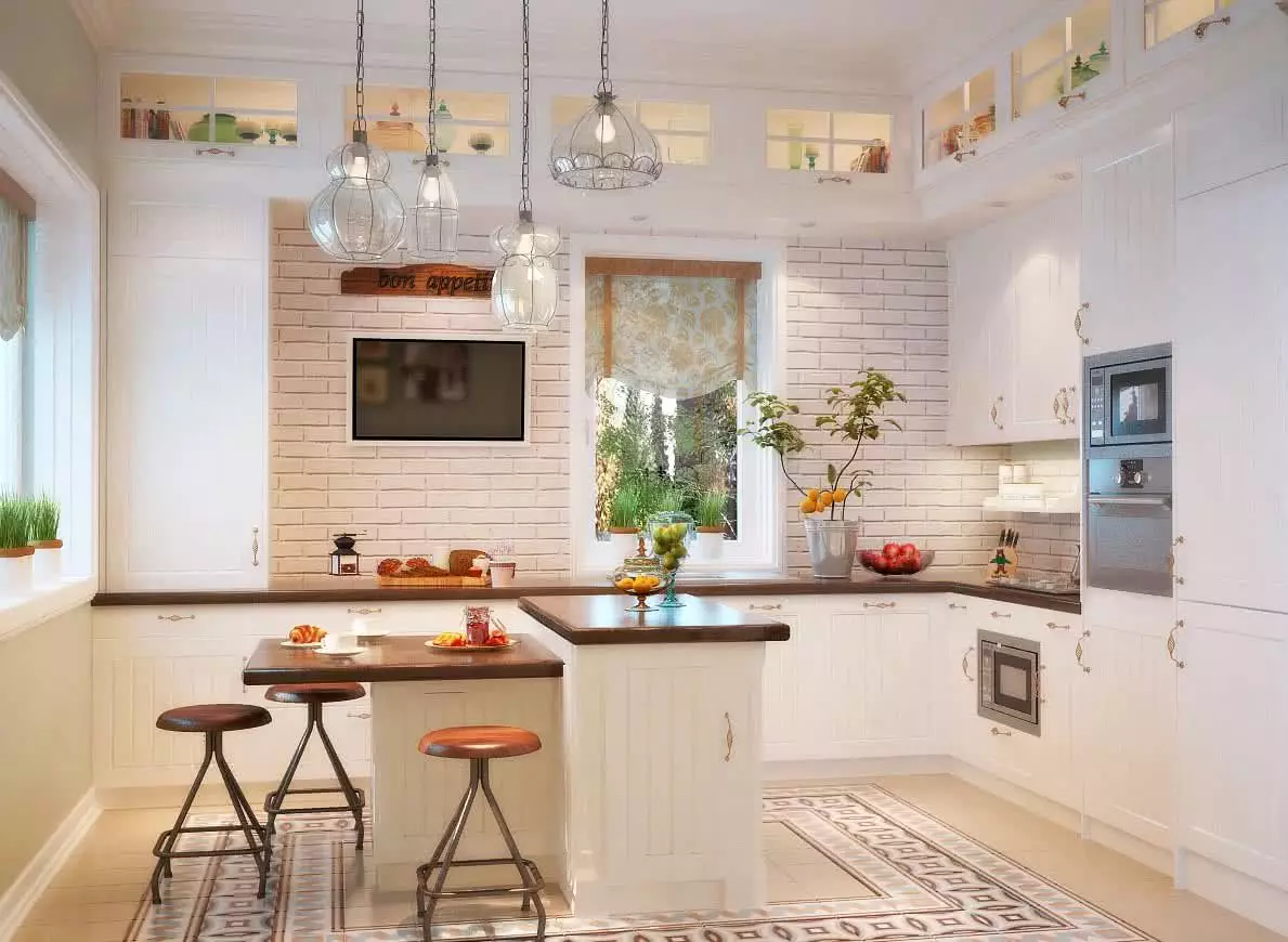 Virtuvės dizainas (179 nuotraukos): gražios virtuvės interjero idėjos bute, paprasti virtuvės dizaino parinktys. Kaip padaryti registraciją įdomu ir stilingu? Madingi dizaino sprendimai 186_61
