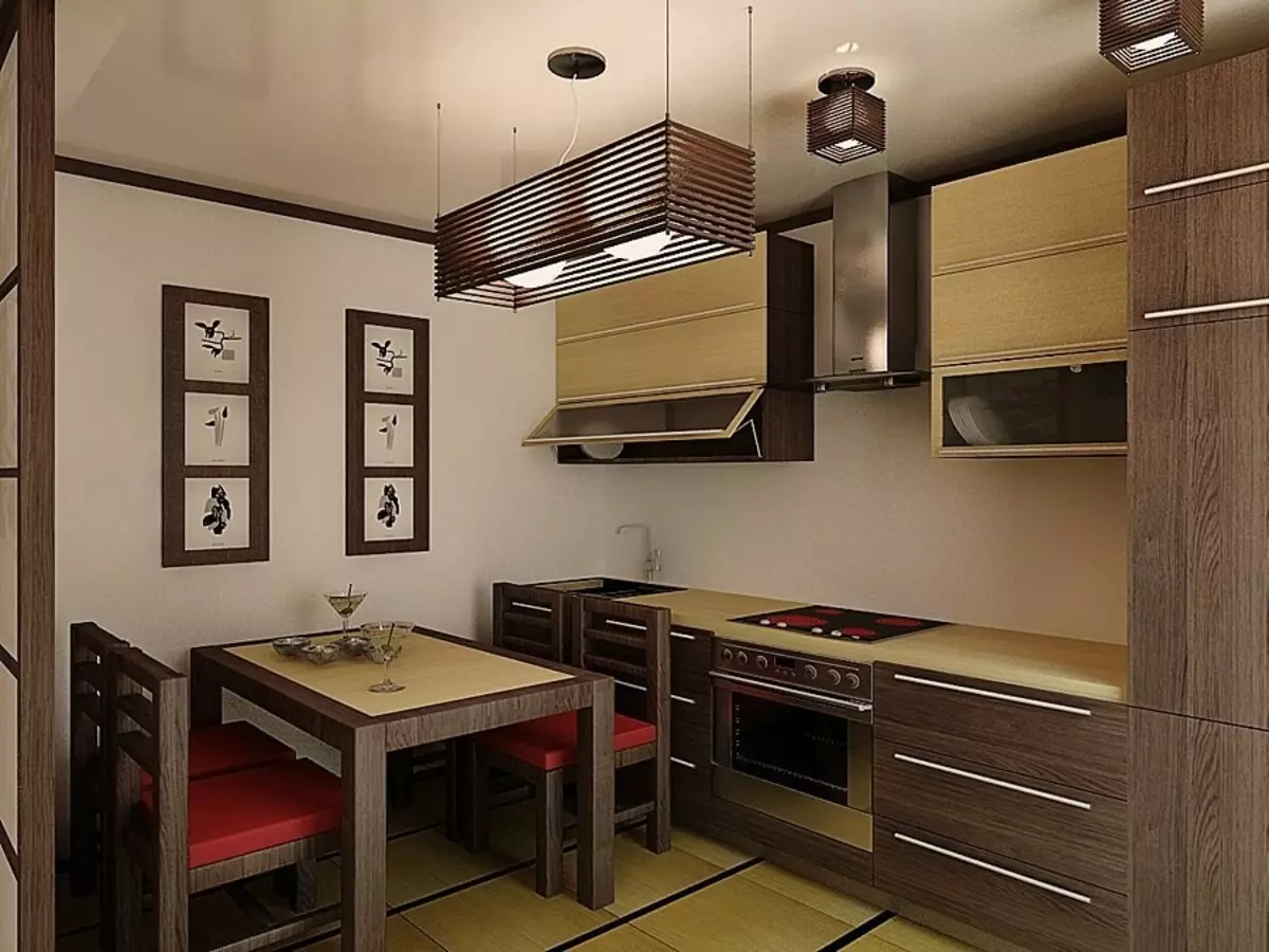 Kirkirar kitchen (179 Hoto): ra'ayoyin kyawawan kitchen ciki a cikin gida, zaɓin ƙirar kitchen. Yadda ake yin rajista mai ban sha'awa da mai salo? Mafi zane na zane 186_96