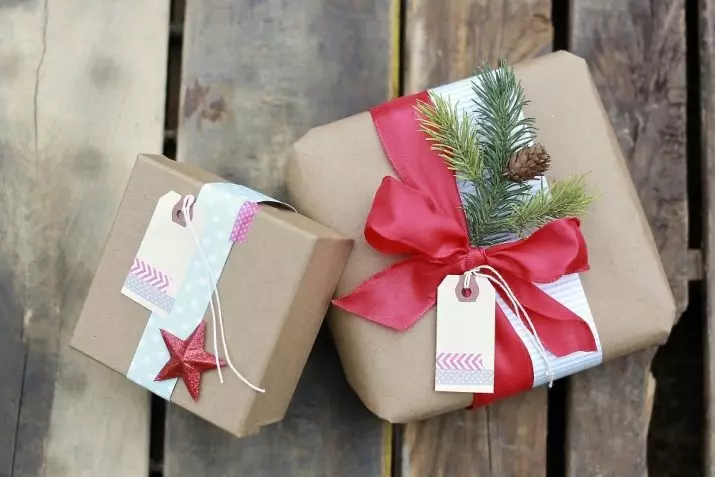 Hoe een geschenk in Kraftpapier in te pakken? Ideeën voor mooie designgeschenken in Kraft-stijl, creatieve opties voor het decoreren van dozen met geschenken 18783_2