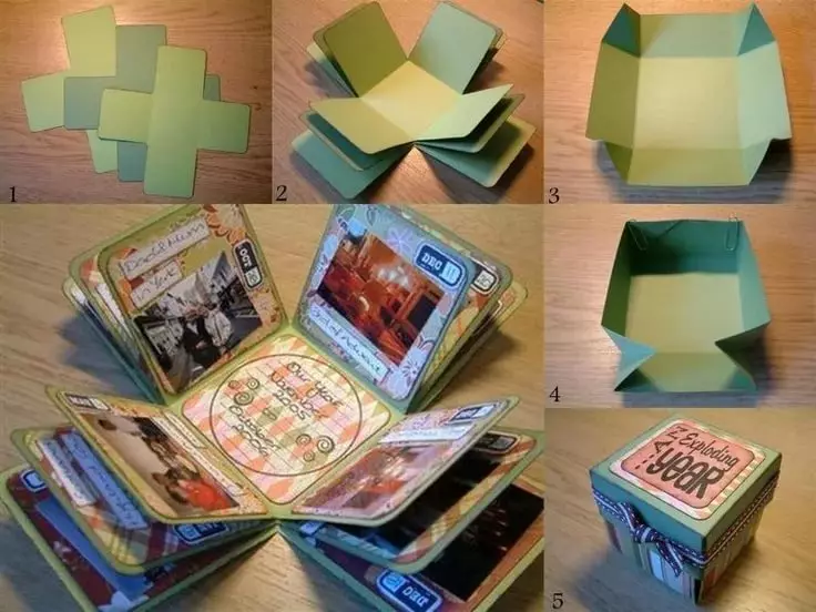 Caixas cunha sorpresa (38 fotos): Como facer unha caixa de papel en branco coas túas propias mans, unha torta de clase mestra desde unha caixas de sorpresa 18795_26