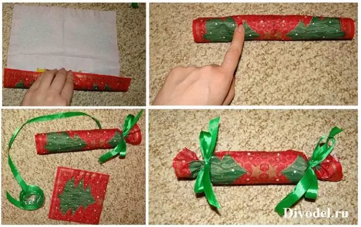 새해를위한 선물을 포장하는 방법은 무엇입니까? 당신의 손으로 새해 선물을 얼마나 아름답고 원래 포장합니까? 가방과 축제 종이를 사용하십시오 18799_9