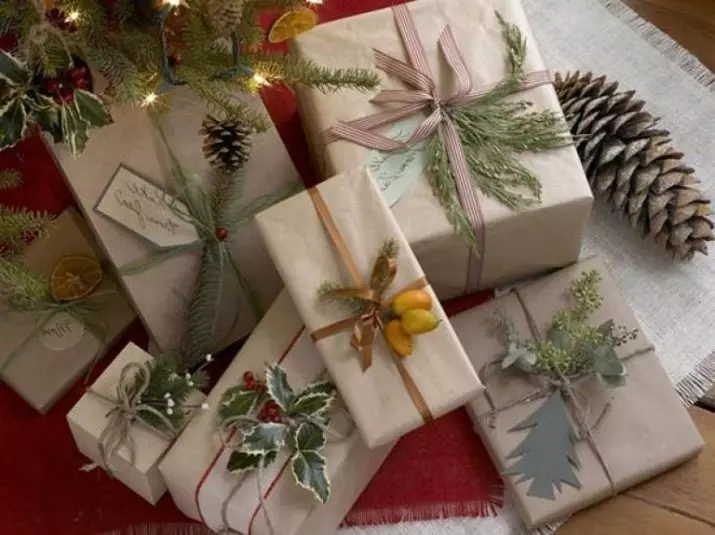 Embalaxe para agasallos de Nadal: ¿Que é mellor escoller: caixas, bolso de ano ou fermosos paquetes para o ano? Que papel de embalaxe e bolsas son axeitados para agasallos doces? 18802_3