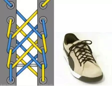 Iskreno cipele (79 fotografija): Kako lijepo vezati vezice, jednostavne načine i vrste lacing zimske čizme, opcije bez luka 1881_63
