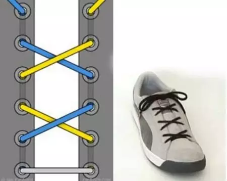 ფეხსაცმლის lacing (79 ფოტო): როგორ ლამაზად ჰალსტუხი laces, მარტივი გზები და ტიპის lacing ზამთრის ფეხსაცმელი, პარამეტრები გარეშე მშვილდი 1881_68