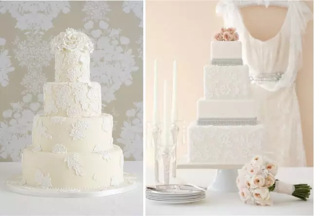 Pastel de boda blanco (53 fotos): Diseño de postres rojos y blancos y azules para una boda, pasteles con rosas de oro y azules 18882_20