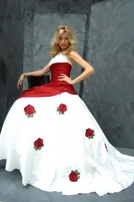 vestit de núvia blanc-vermell de Rozy
